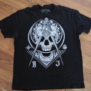 Men's Black Graphic Tee with Skull Design